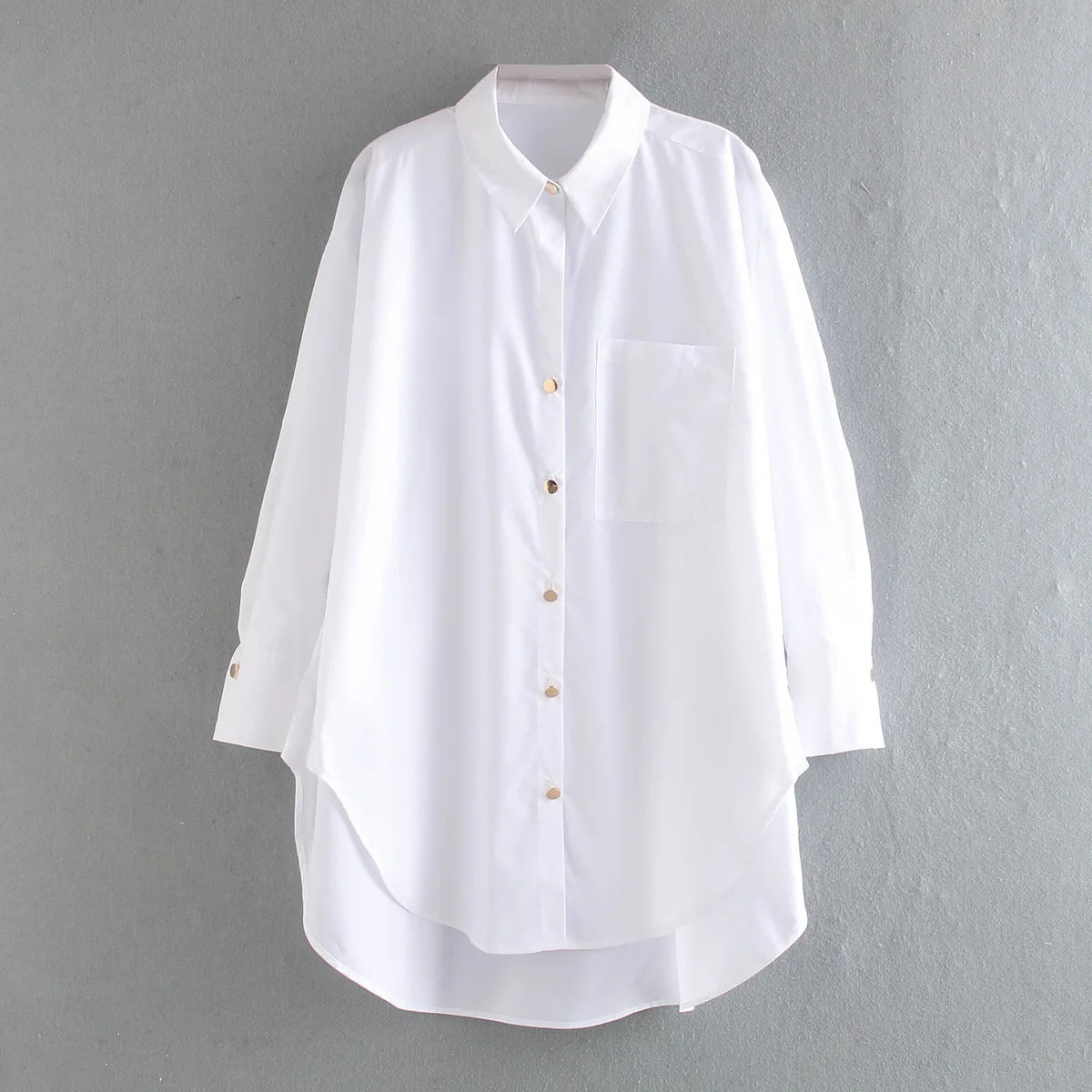 XS-L Customize Women  Long Blouse   Button up Long Sleeved Shirt