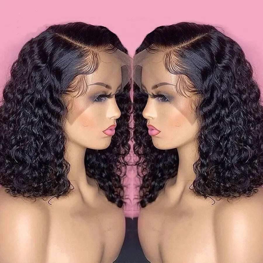East to Wear Water Wave Natural 1b Color bob Wig 100% Human Hair Glueless bob Wigs