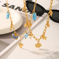 Ocean Series Jewelry Diy Charm Bar Pendant Necklace Fashion Shell Waterproof 18k Pvd Coated Stainless Steel Pendant Necklace