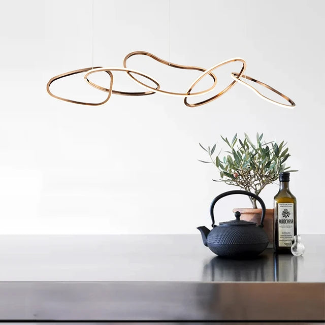 Modern Luxury Iron + Aluminum Light Chandelier LED Warm White High CRI 80 10000 Hours Lifespan Creative Dining Table Lamp Design