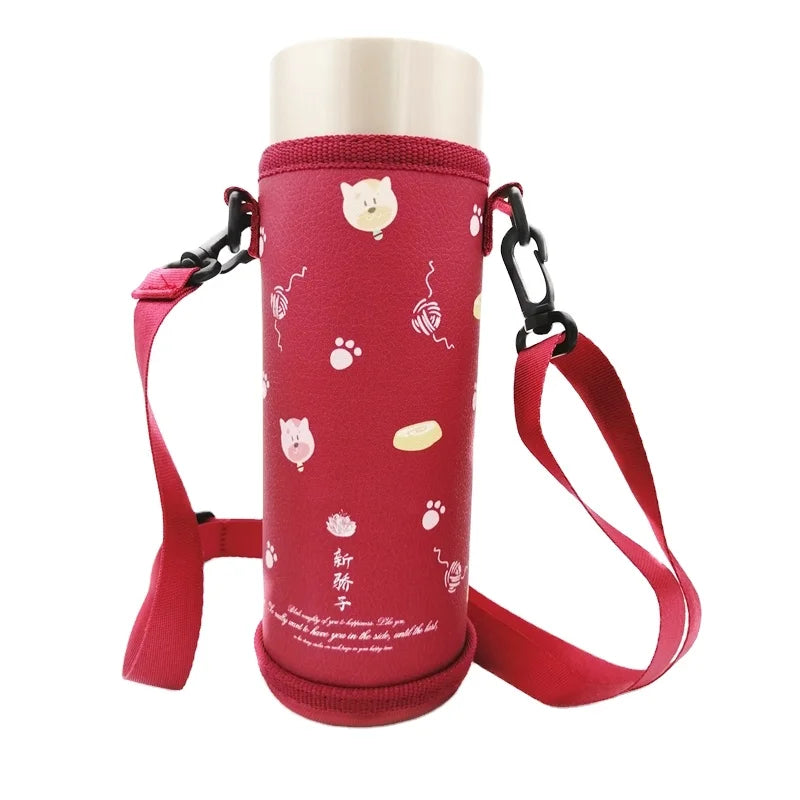 Personalized Children's Insulated Neoprene Water Bottle Cooler Promotional Casual Style Cartoon Pattern Carrying Straps Yousheng