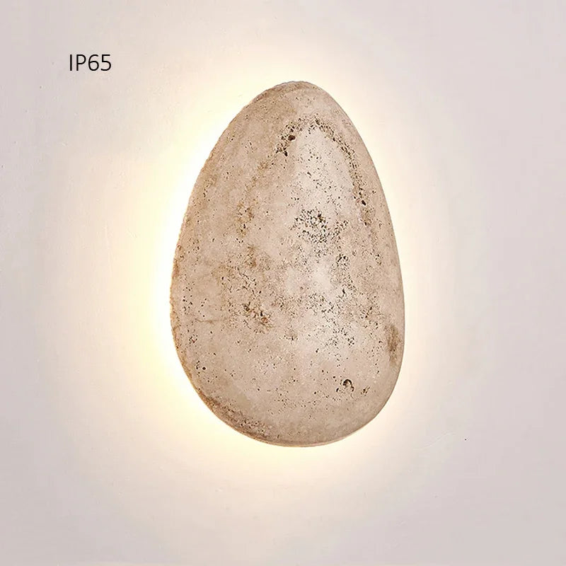 Natural Yellow Stone LED Wall Lamps Waterproof Ceramic Corridor Doorway Decor for Bedroom Cobblestone Villa Courtyard