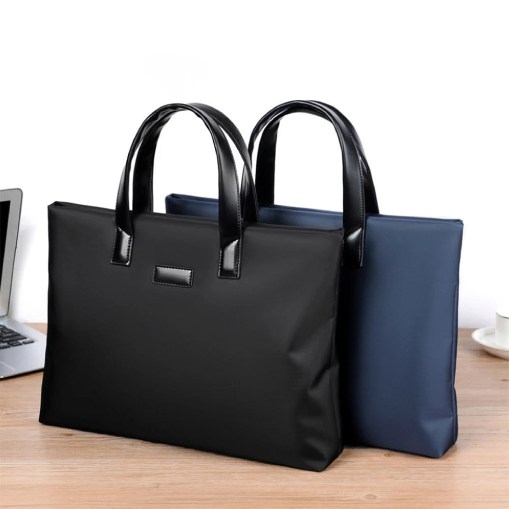 Custom logo Men's 37cm Casual Tote Laptop Bag with Nylon Fabric and Polyester Lining Zipper Closure Business Bag Briefcase