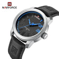 NAVIFORCE 9202L SBEB Big Dial Waterproof Blue Leather Strap Black Chase Quartz Wrist Watch for Men Luminous Clock Montre Homme