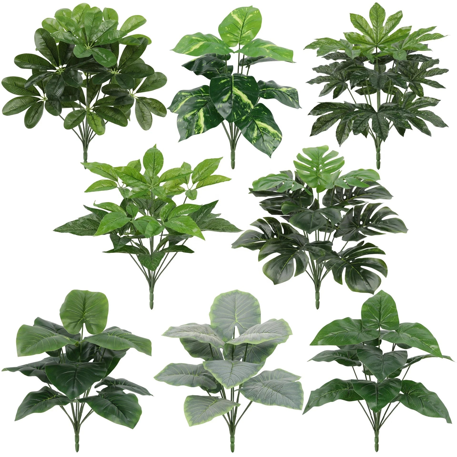 Real Touch 12 Heads Latex Leaf Artificial Green Plants Leaves Bunches for Home Decoration