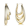 Kirin Thick Double Hoop Earrings Hypoallergenic Chunky Brass Triple Big Hoop Earrings