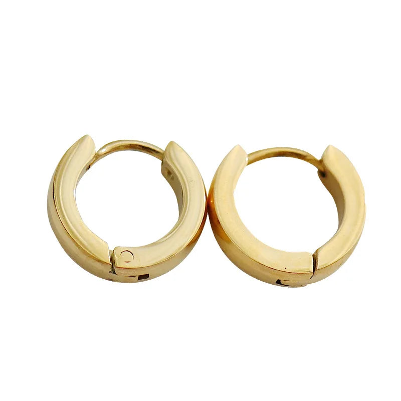 RTS Minimalist Stainless Steel Earrings Man Women Black Jewelleries Huggies 14K 18K Gold  Tarnish Free Silver Mini Hoop Earrings