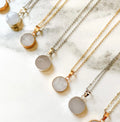 Sterling Silver 925 Jewellery Full Moon Necklace Women 18k Gold Jewelry Natural Druzy Crystal Stone Moon Crescent Necklace