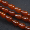 Hongzhuo Natural Red Large Long Rice Teardrop Shape Carnelian Beads Striped Agate Frosted Agate Beads Pendant Necklace Healing Crystals