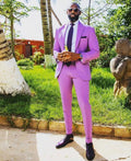 African Purple Mens Suits 2 Pieces Wedding Prom Tuxedo Groomsmen Blazer Suit Fashion Men Business Party Costume Homme Mariage