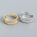 Hot Selling New Design S925 Sterling Silver CZ Micro Pave Geometric Cuban Chain Open Adjustable Ring for Women TYJ0321