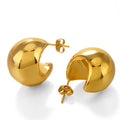Glossy 18K Gold PVD Plated Stainless Steel Charm Jewelry Accessories Hollow Crescent Dumpy Stud Earrings for Women