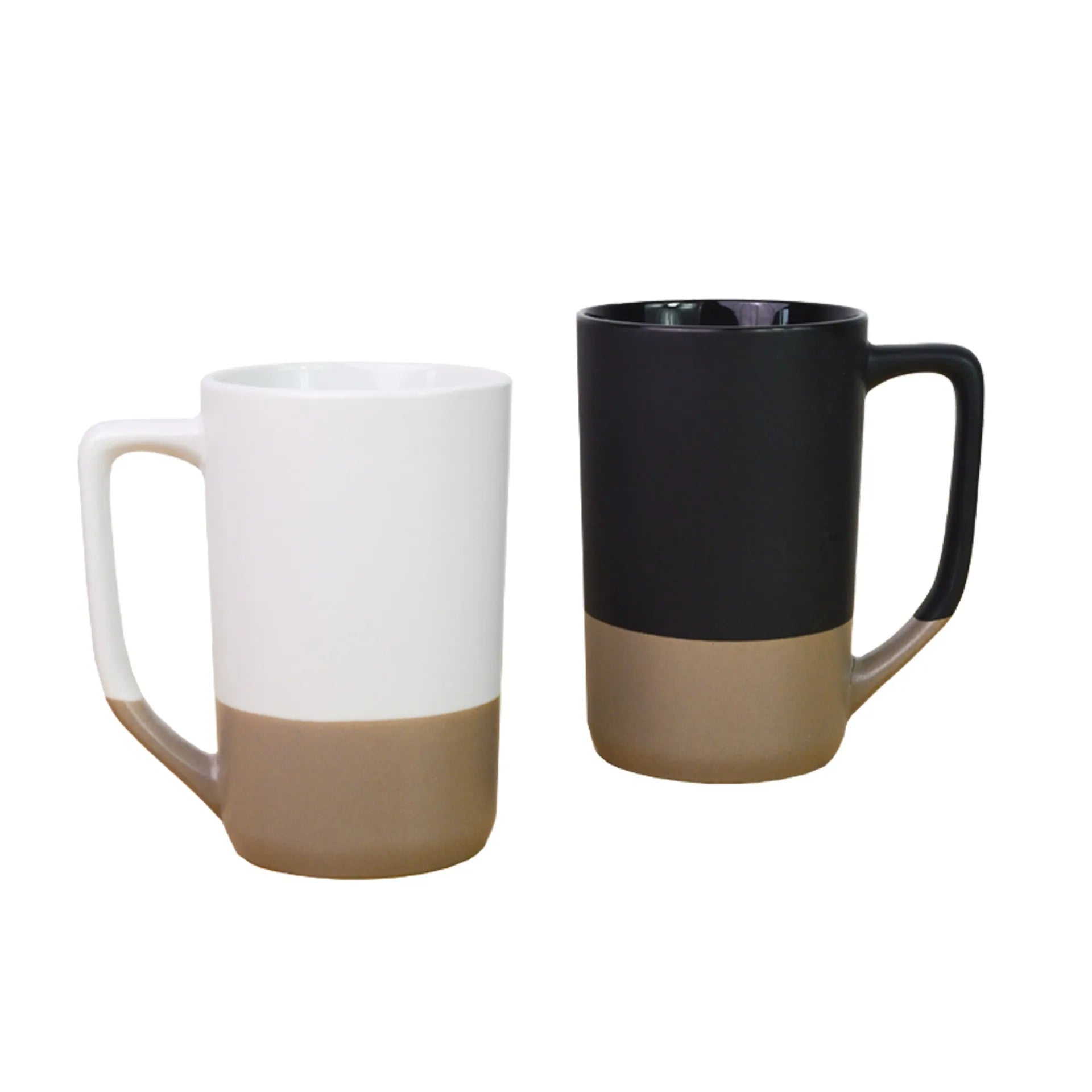 MSH Promotional 515ml Black White Ceramic Latte Mug Engraved Logo for Business Gifts