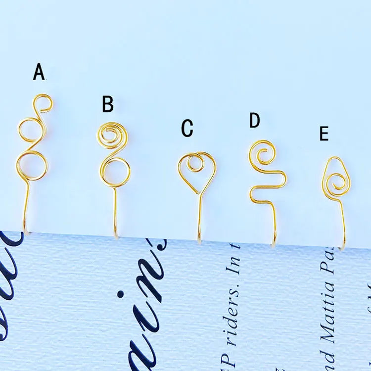 SC Europe Hip Hop Face Nose Ring Cuff Snake Shaped Stainless Steel 18K Gold Nose Rings Adjustable Heart Nose Cuffs Non Piercing