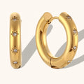Dingran China Jewelry Manufacturer Minimalist Shining Zircon Hoop Earring Gold Plated Stainless Steel Earrings