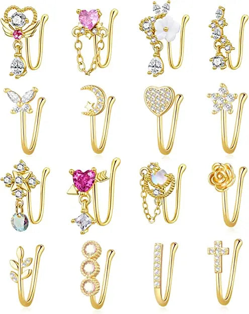 Gaby Heart Fake Nose Ring Nose Cuff CZ Fake Piercing Nose Clip for Women Wholesale Body Piercing Fashion Jewelry
