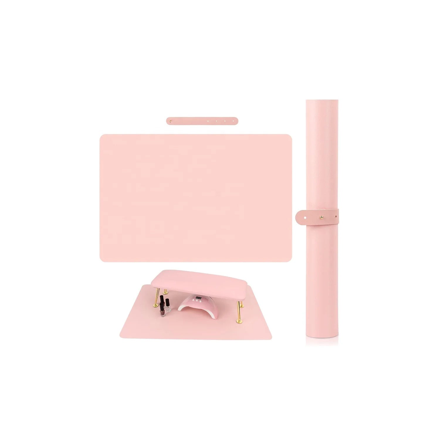 Pink Nail Art Table Mat Foldable Nail Art Hand Rest Pad for Nail Arm Rest Cushion Soft Microfiber Leather Nail Mat