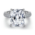 Luxury Princess Cut 10*12mm Prong Setting White Gold Colour Promise Ring in Silver