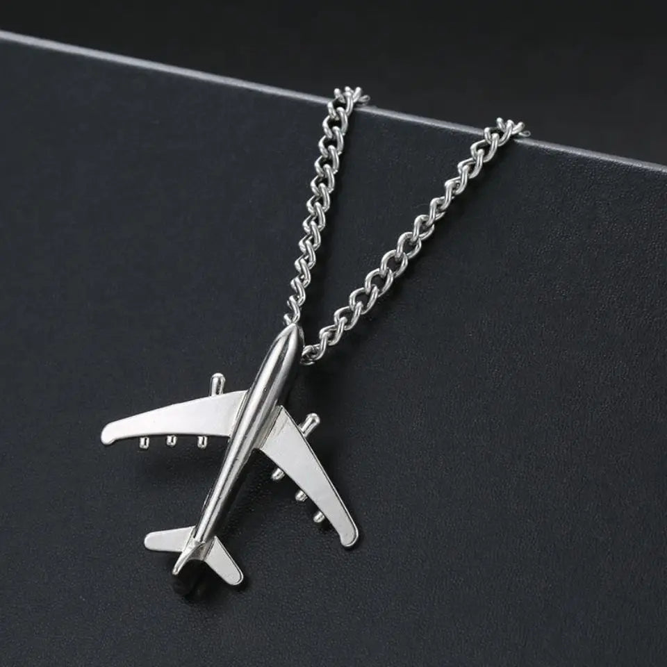 Trendy Hip Hop Titanium Stainless Steel Aircraft Sweater Necklace Jewelry Steel Box Chain Pendant Necklace Personality  Hot Sale