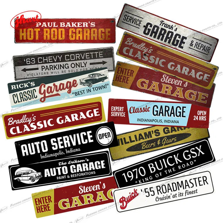 Vintage Garage Metal Sign 10X40CM Tin Sign Retro Metal Poster Auto Repair Shop Workshop Man Cave Wall Decor Advertising Sign