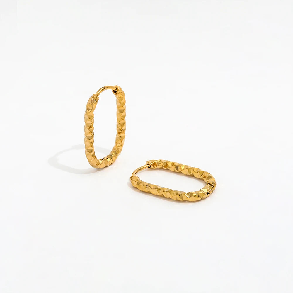 Trendy Earring 18K Gold Plated Trendy Irregular Cut U Oval Hoop Earring Design Jewelry Wholesale