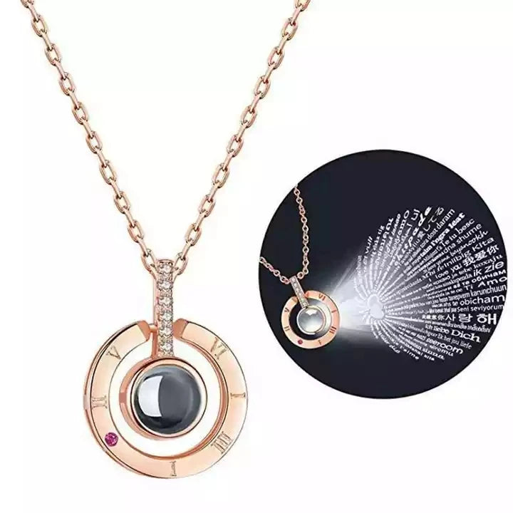 SC New Design Valentine's Day Love Memory Pendant Necklace 100 Different Languages I Love You Pendant Necklace