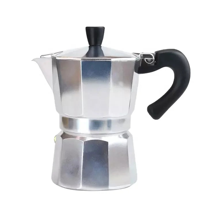 Aluminum Stovetop Eco-Friendly Portable Espresso Coffee Maker Silver Color Moka Pot