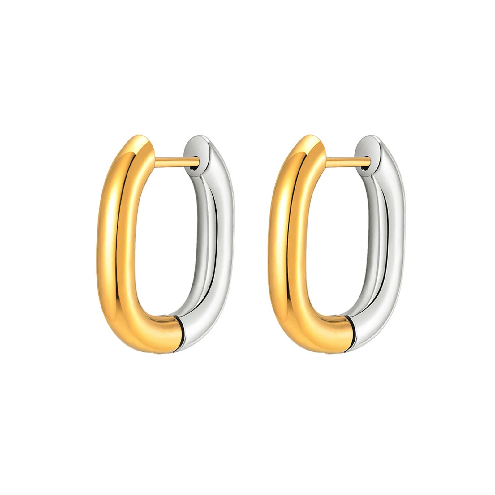 Wholesale Bulk Stainless Steel Heart-shaped Two Tone Earrings Women Hypoallergenic 18k Gold-plated Fashionable Jewelry Earrings