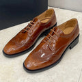 Spring New Women's Shoes Round Head British Style Carved Brogue Retro Small Genuine Leather Shoes Lace-Up Derby Shoes Loafers