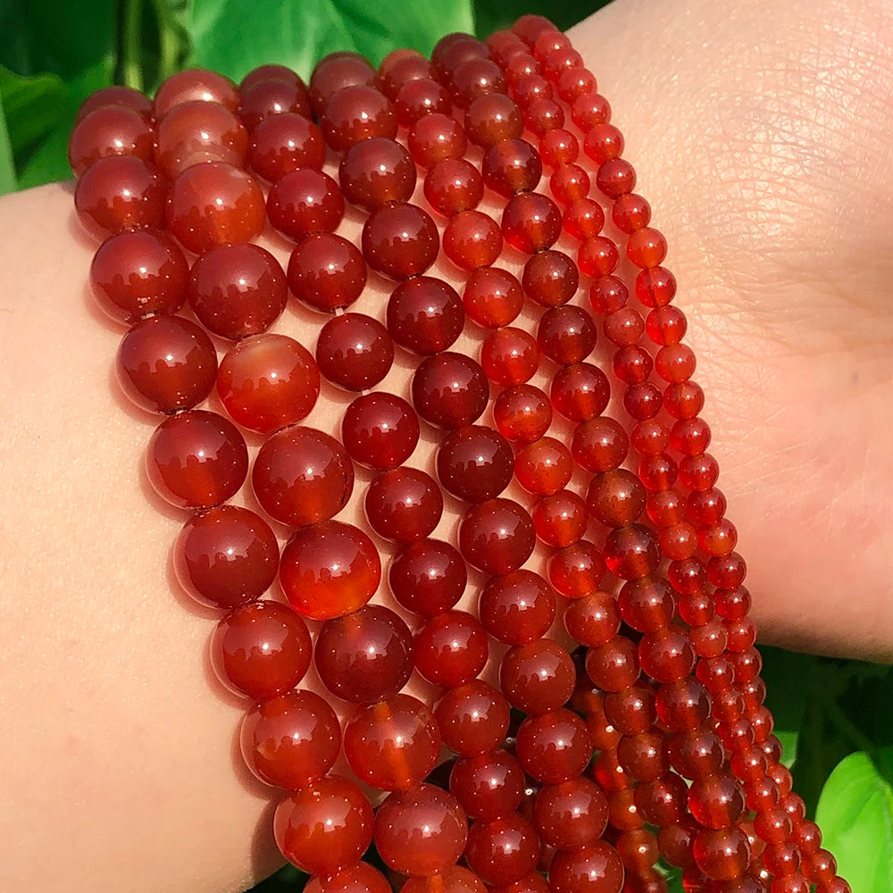 Wholesale 4/6/8/10/12mm Smooth round Transparent Red Agate Onyx Stone Beads for Jewelry Making