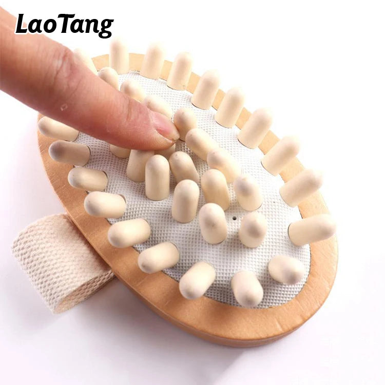 Wooden Massager Body Brush Hand-held Cellulite Reduction Portable Relieve Tense Muscles Natural Wood Head Scalp Massage Tool