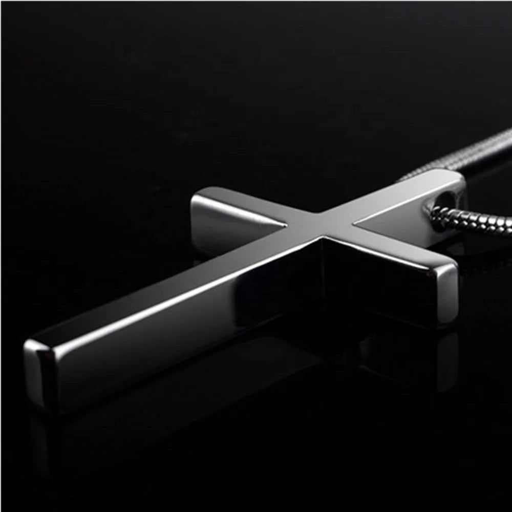 POYA Custom Tungsten Plain Thick Solid Simple Cross Pendant High Polished Gift for Men