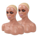 Realistic Female PE Maternity Mannequin Head with Bald Wig Display Stand Afro Shoulder Bust Wig Displays for Women