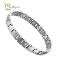 Fatingna Custom Therapeutic Pain Relief Health Stainless Steel Magnetic Bracelet Trendy Silver Plating Pearl Fashionable Bangle