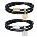 Couple Jewelry 26 Name Initials Real Leather Double Ropes Wraps Letter Charm Bracelet