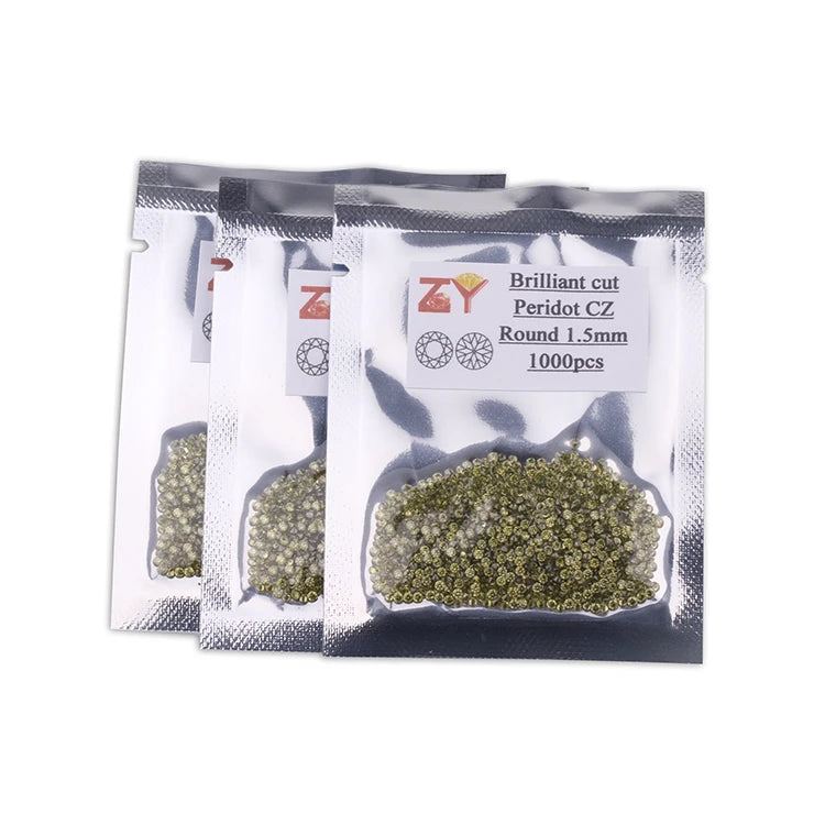 1000pcs/Lot 0.8mm-3mm Round Brilliant Cut Black Pink Yellow Garnet Peridot Purple Amethyst Lavender Synthetic Cubic Zirconia