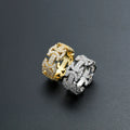 DUYIZHAO Hip Hop Ring Geometric Hollow Iced Out Ring Personality Full Zirconia Fashion Ins Jewelry 18k Gold Finger Rings