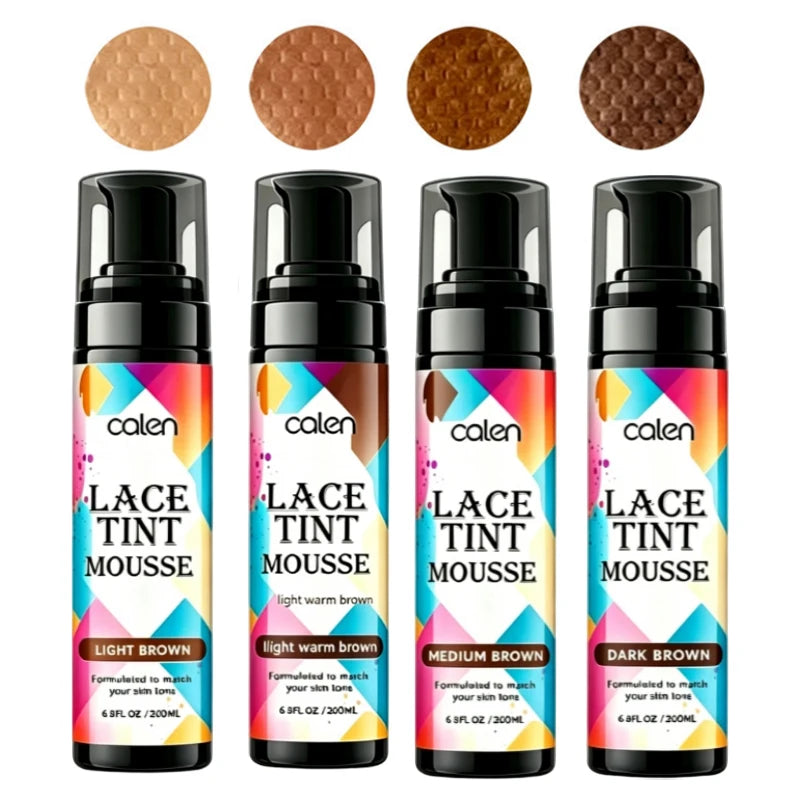 Private Label 200ML Wholesale Lace Tint Mousse Foam for Wigs Closure Frontal Fast Dry Permanent Dye No Residue Natural Matching