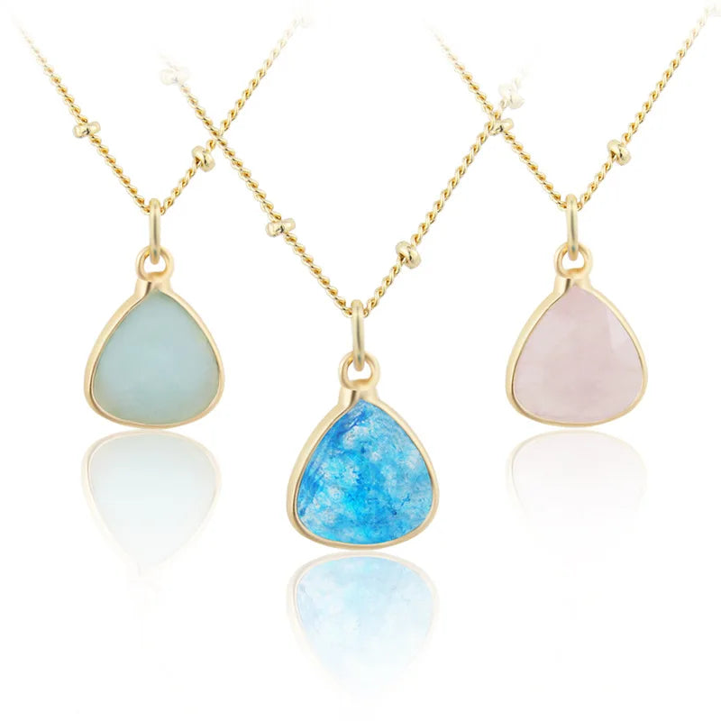 New Design Teardrop Color Gemstone Pendant Factory Supplier for Simple Translucent Crystal Stone Necklace