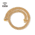 12mm Silver Cuban Chain Iced Out Rhinestone Zinc Alloy 18k Gold Plating Miami Cuban Link Chain Necklace for Women Men Wholesale