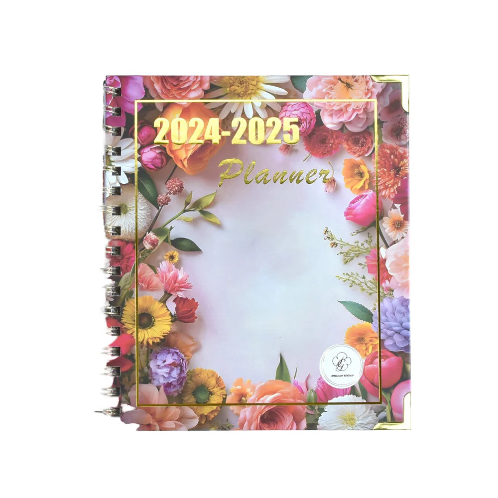 High Quality Custom Flower New Design Planner with Pockets Journal Spiral Notebook with Divide Page