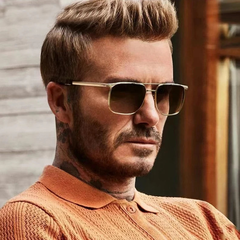 Sunway Eyewear Fashion Square Frame Double Bridge Metal Mens Shades Sunglasses