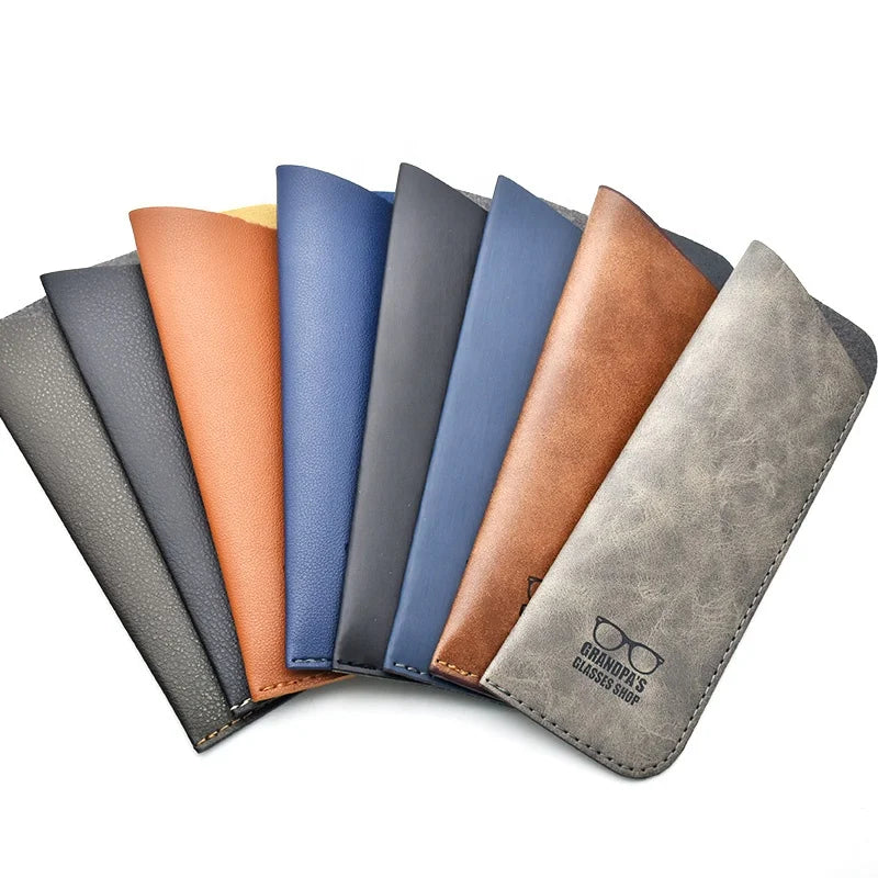 Hot Sale Custom Logo Leather Eyeglass Pouch Spectacle Case for Reading Glasses High Quality Leather Bag for Eyewear