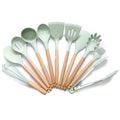 Custom Silicone Cooking Kitchen Utensils Tool Set 11 Pcs With Wooden Handle Free Bpa Cookware Sets