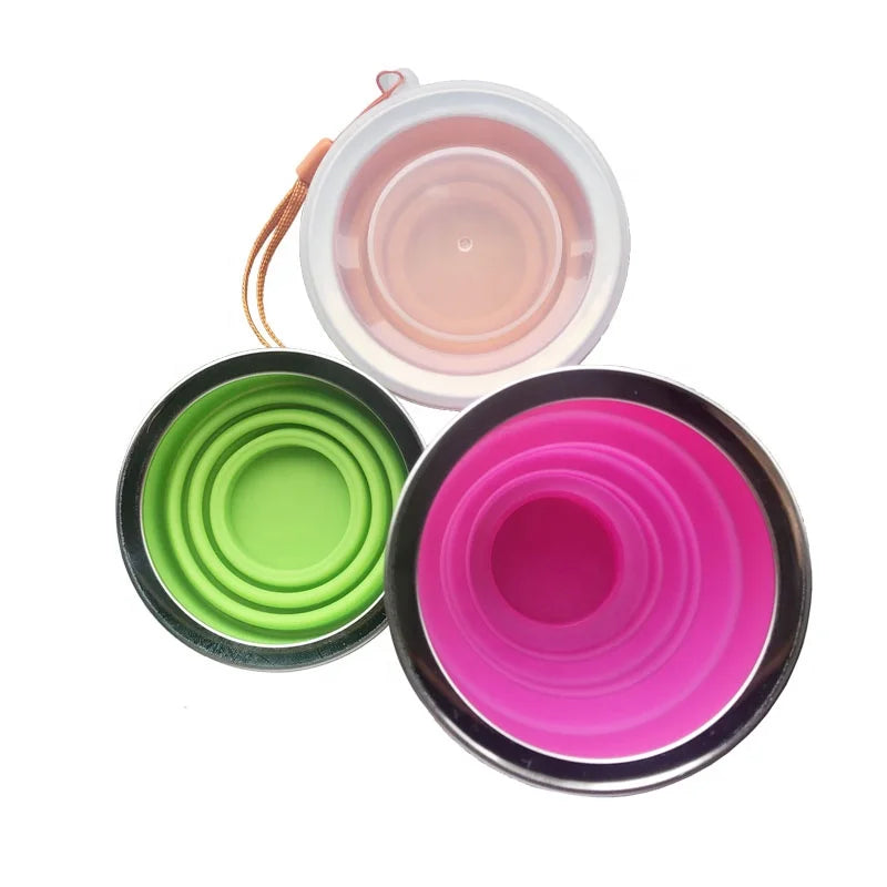 Coffee Cup Outdoor with Lid for Travel Drinking Collapsible 100% Silicone 100ml Round Silicone Rubber American Style 1pc/opp Bag