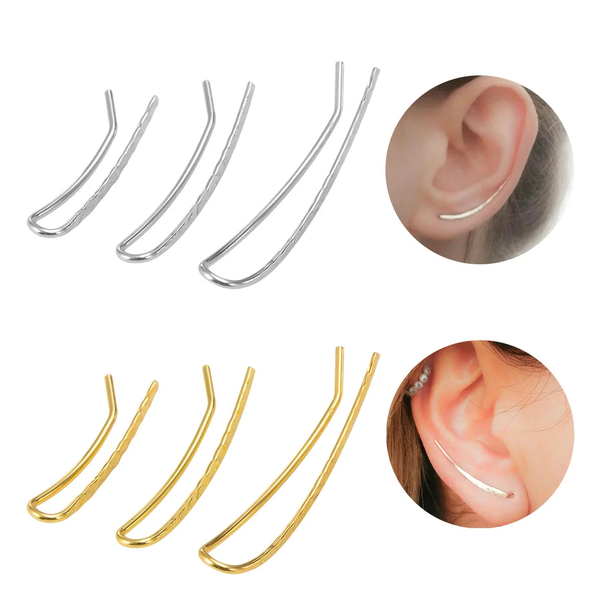 Minimalist Fashion Handmade U Shape Women's Ear Clip Earrings Ear Climber Gift for Her