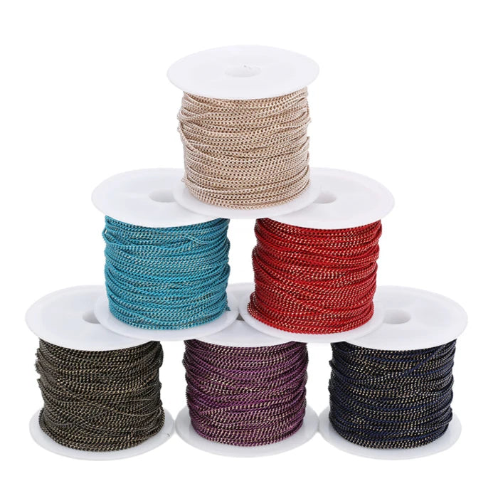 1.5mm Rolling Electrophoresis Anodized Brass Chain for Necklace Bag Keychain
