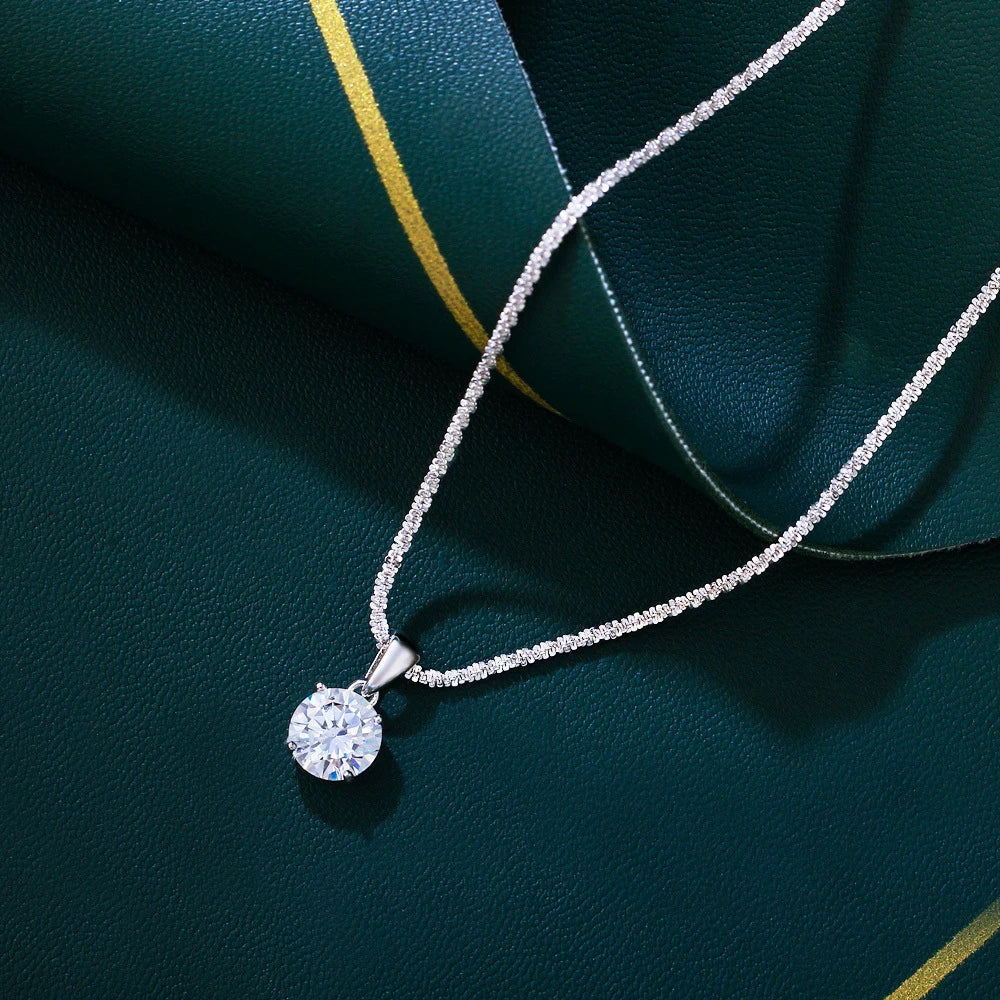 Hot Selling Jewelry 8mm Diamond Like Cubic Zircon S925 Sterling Silver Star Chain Pendant Necklace for Women Fashion Girls Gift