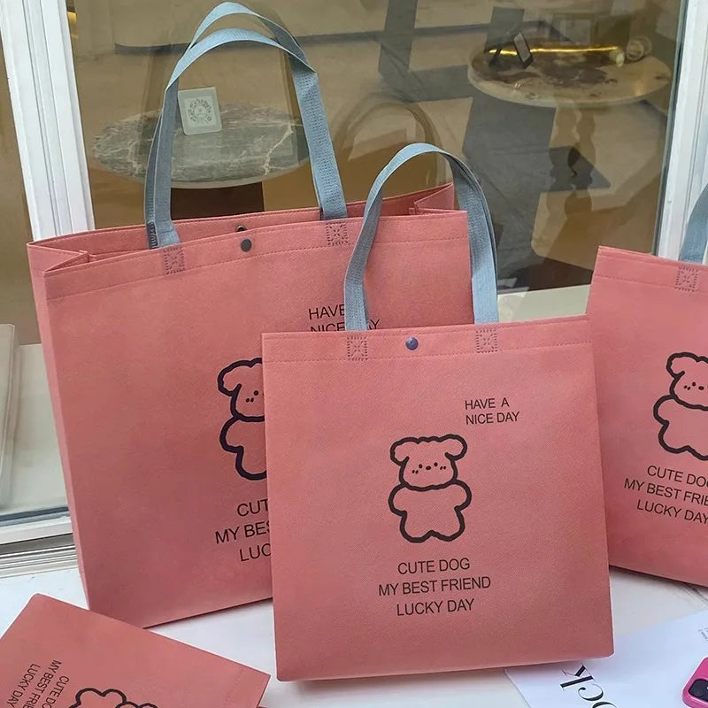 Eco-Friendly Supermarket Shopping Tote Bag Non-Woven Hot Pressed Bag with Custom Logo Printing