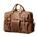 Luxury Zipper Genuine Leather Cowhide Briefcase Overnight Business Trip Luggage Tote Bag